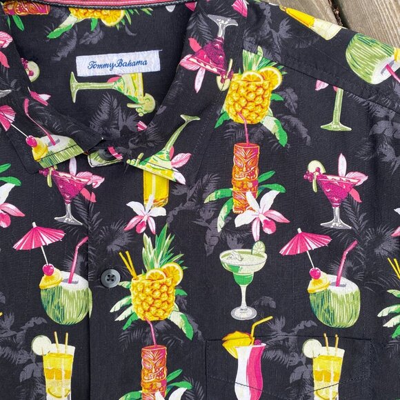 Tommy Bahama Bartenders Choice Regular-Fit Drink-print Silk Shirt XL - Picture 8 of 8